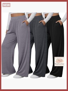 Plus Size Wide Leg Yoga Pants Baggy Sweatpants with Drawstring Loose Fit